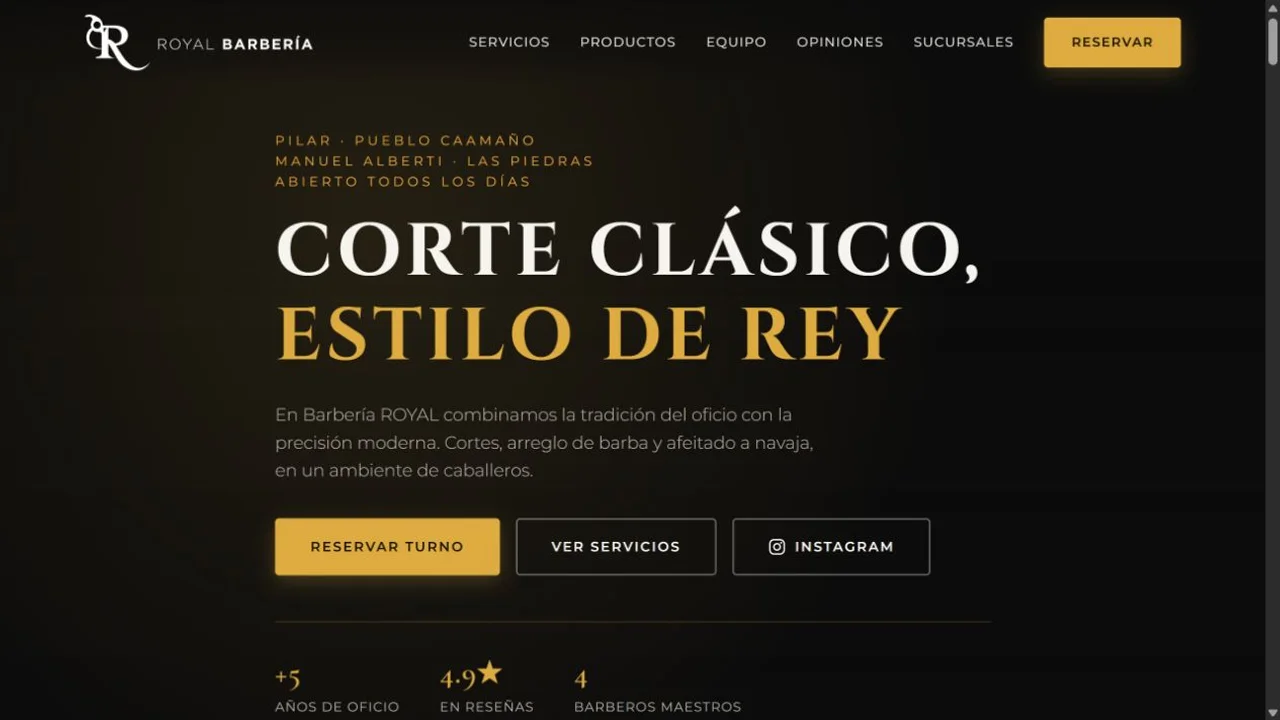 Royal Barbería: sitio web publicado